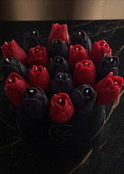 Bouquet de fleurs - Tulipes noirs/rouges