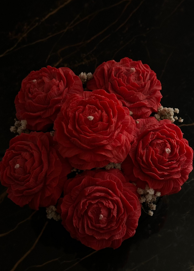 Bouquet pivoines rouges